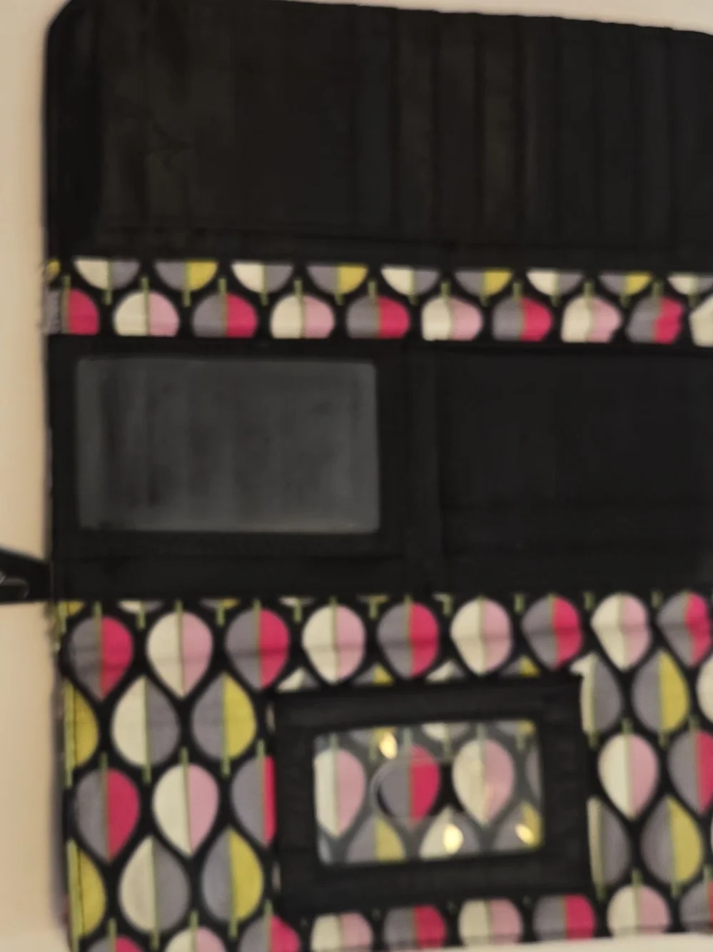 Vera Bradley Black Floral Quilted Trifold Wallet
